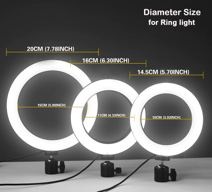 Кольцо LED YINGNUOST для блогеров 20 см Black - изображение 5