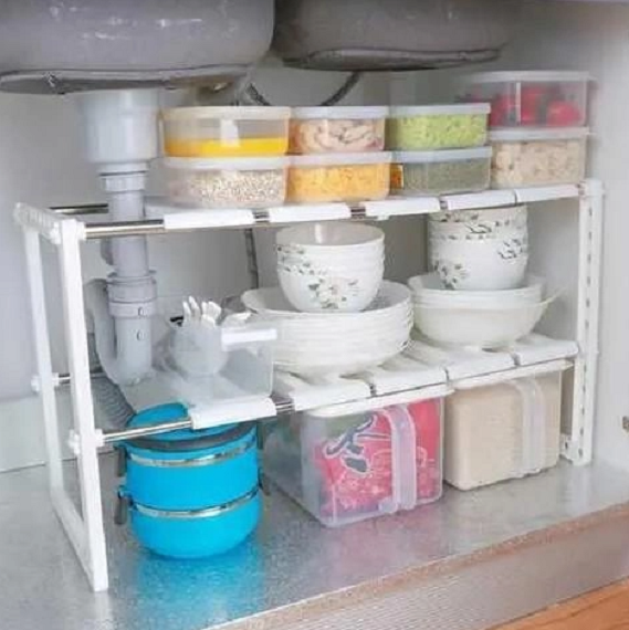 Кухонна полиця для зберігання регульована KITCHEN RACK 38-70 см (5817) - зображення 7
