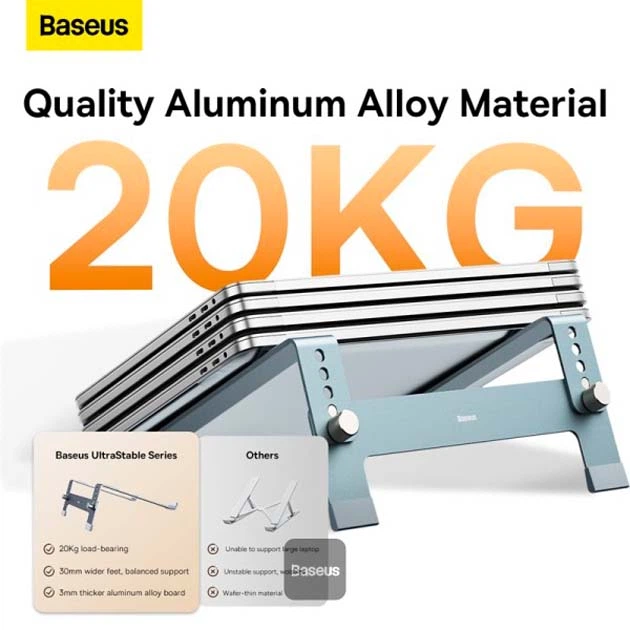 Підставка для ноутбука Baseus UltraStable Desktop Stand регульована 4-Gear Adjustable настільна для ноутбука нетбука та планшета до 20кг Сірий - Фото 9 Підставка для ноутбука Baseus UltraStable Desktop Stand регульована 4-Gear Adjustable настільна для ноутбука нетбука та планшета до 20кг Сірий - изображение 9