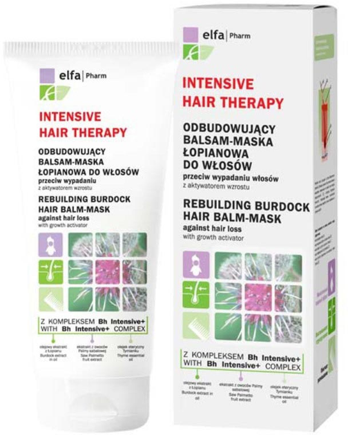 Balsam-maska do włosów Elfa Pharm Intensive Hair Therapy odbudowujący przeciw wypadaniu z aktywatorem wzrostu łopianowa 200 ml (5901845500319) - obraz 1