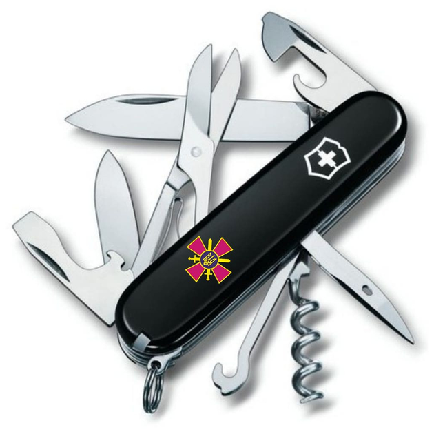 Нож Victorinox Climber Army Чорний Емблема СВ ЗСУ (1.3703.3_W0020u) - изображение 1