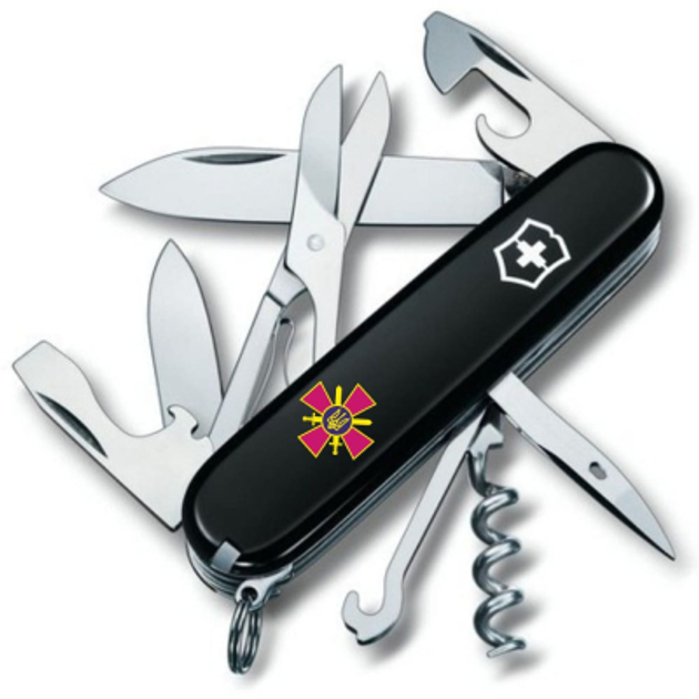 Нож Victorinox Climber Army Чорний Емблема СВ ЗСУ (1.3703.3_W0020u) - изображение 1