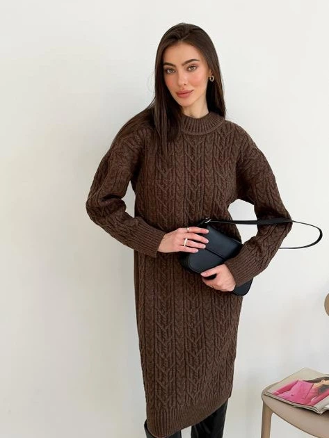 Платье вязаное миди женское ARTKNIT Оливия One Size Коричневое (4823093454972) - Фото 1 Платье вязаное миди женское ARTKNIT Оливия One Size Коричневое (4823093454972) - изображение 1