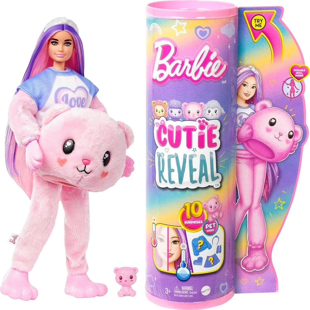 Кукла Barbie Cutie Reveal Барби сюрприз в костюме Медвежонка, меняет ...