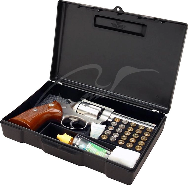 Кейс MTM Handgun Storage Box 804 для пистолета/револьвера с отсеком под патроны (24,9x16,0x5,1 см) - изображение 2