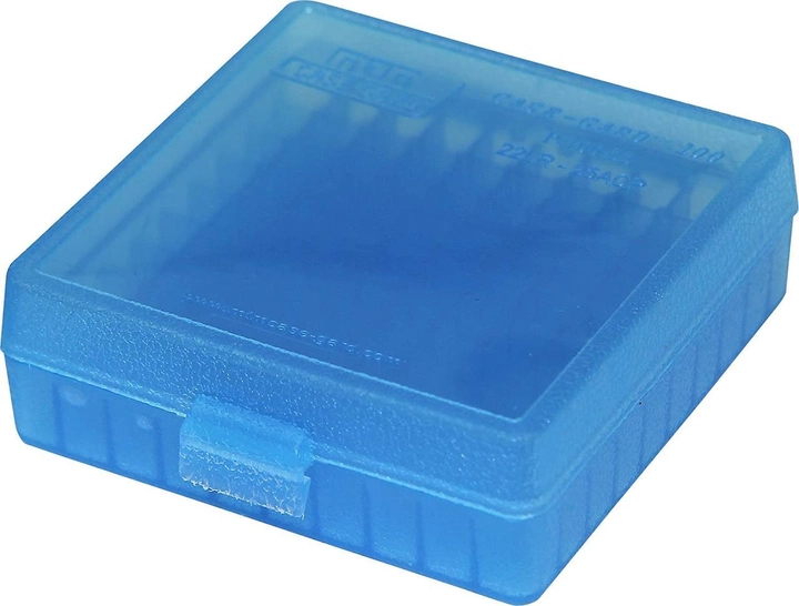 Коробка MTM для .22 LR на 100 шт цвет голубой - изображение 2