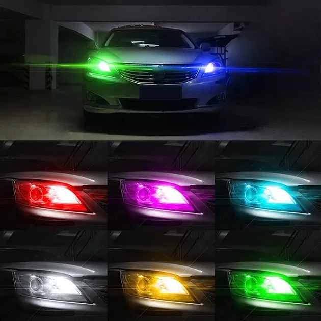 Автомобильные светодиодные габариты с пультом RGB T10 (2 шт) - изображение 5