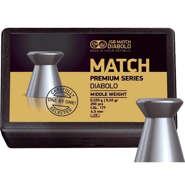 Пули матчевые JSB Match Premium Middle Weight 4.5 мм , 0.52 г, 500 шт/уп - изображение 1