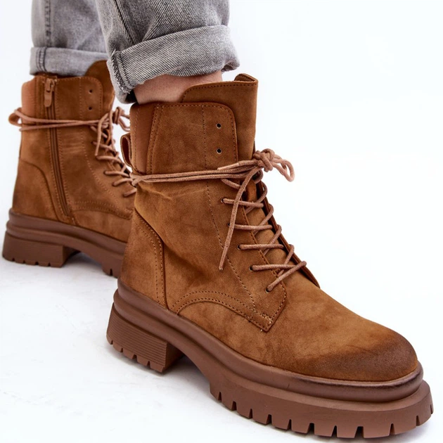 Trapery damskie na obcasie Narelona 38 Camel (5905677021318) - obraz 6