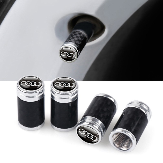 Колпачки на ниппель для авто Ауди Carbon Style Silver Audi (4 шт) (67504) - изображение 2