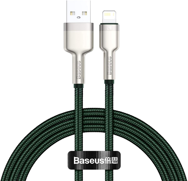 Kabel Baseus Cafule Series Metal Data Cable USB to IP 2.4 A 2 m Green (CALJK-B06) - obraz 1