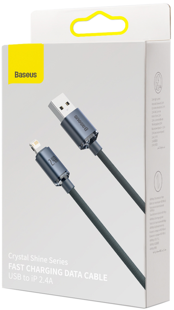 Kabel Baseus Crystal Shine Series Fast Charging Data Cable USB to iP 2.4 A 2 m Black (CAJY000101) - obraz 2