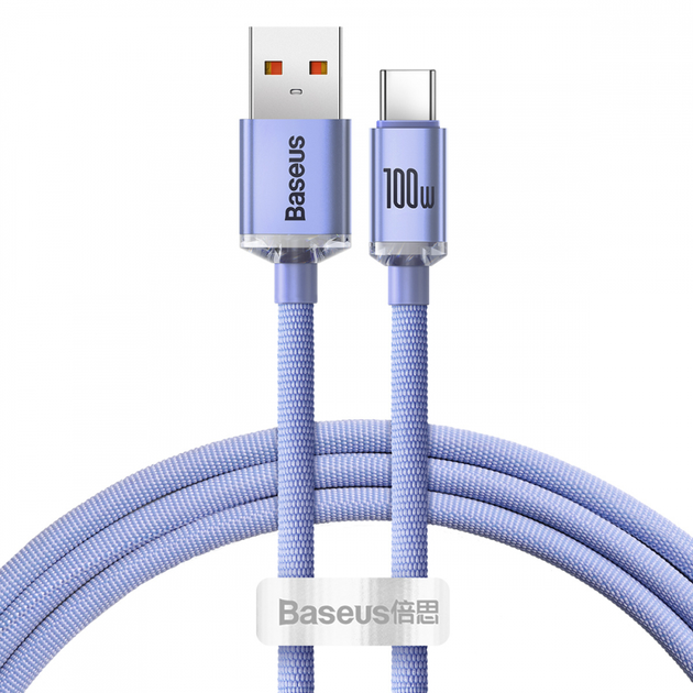 Kabel Baseus Crystal Shine Series Fast Charging Data Cable USB to Type-C 100 W 1.2 m Purple (CAJY000405) - obraz 1