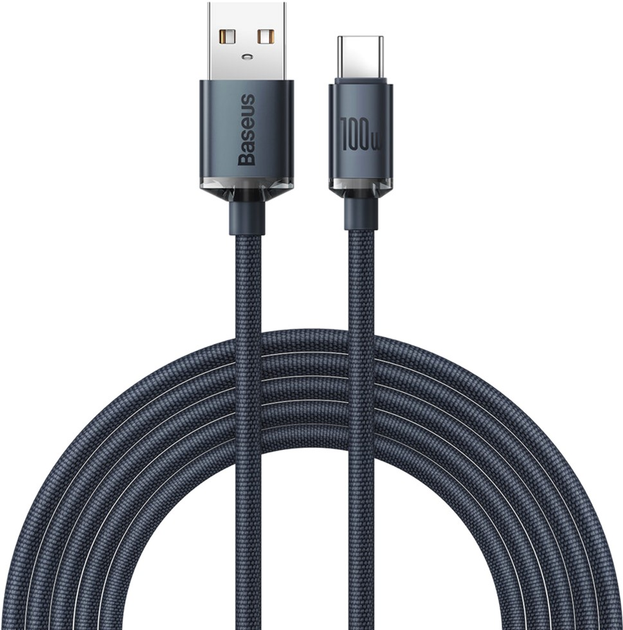 Кабель Baseus Crystal Shine Series Fast Charging Data Cable USB to Type-C 100 Вт 2 м Black (CAJY000501) - зображення 1