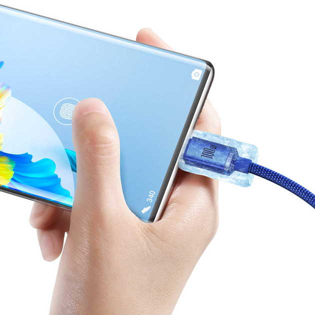 Kabel Baseus Crystal Shine Series Fast Charging Data Cable USB to Type-C 100 W 2 m Blue (CAJY000503) - obraz 4