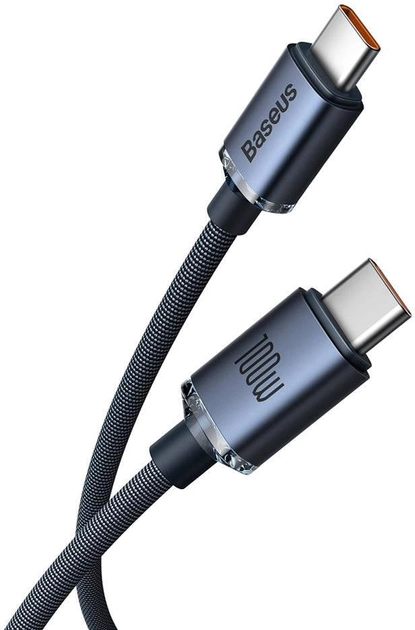 Кабель Baseus Crystal Shine Series Fast Charging Data Cable Type-C to Type-C 100 Вт 2 м Black (CAJY000701) - зображення 2