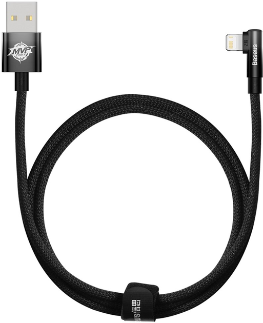 Kabel Baseus MVP 2 Elbow-shaped Fast Charging Data Cable USB to iP 2.4 A 1 m Black (CAVP000001) - obraz 2