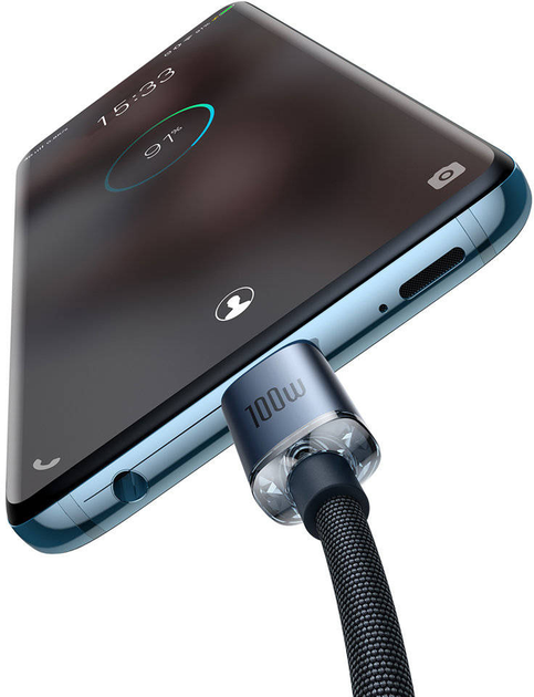 Kabel Baseus Crystal Shine Series Fast Charging Data Cable Type-C to Type-C 100 W 2 m Black (CAJY000701) - obraz 3