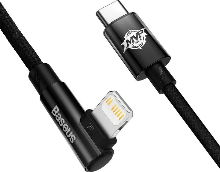 Kabel Baseus MVP 2 Elbow-shaped Fast Charging Data Cable Type-C to iP 20 W 2 m Black (CAVP000301) - obraz 2