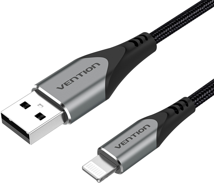 Kabel Vention USB-Lightning 2.4 A 1 m Grey (6922794747555) - obraz 1