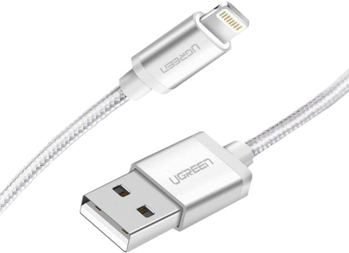 Kabel Ugreen USB Type-A - Apple Lightning 1 m MFi Silver (6957303861613) - obraz 1