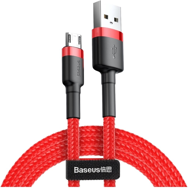 Кабель Baseus Cafule Cable USB for Micro 1.5 A 2 м Red (CAMKLF-C09) - зображення 1