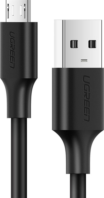 Kabel Ugreen US289 USB 2.0 to Micro Cable Nickel Plating 2 A 0.25 m Black (6957303861347) - obraz 1