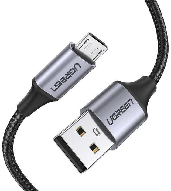 Kabel synchronizacyjny Ugreen US290 USB - Micro USB Cable Aluminum Braid 1 m Black (6957303861460) - obraz 1