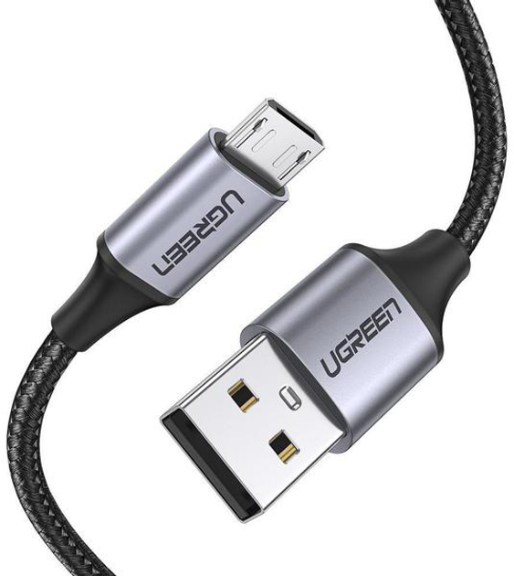 Кабель синхронізації Ugreen US290 USB - Micro USB Cable Aluminum Braid 1 м Black (6957303861460) - зображення 1