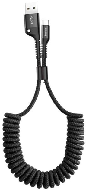 Кабель Baseus Fish Eye Spring Data Cable for Type-C 2 А 1 м Black (CATSR-01) - зображення 1