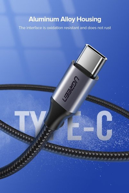 Kabel Ugreen US288 USB - Type-C Cable Aluminum Braid 1.5 m Black (6957303861279) - obraz 3