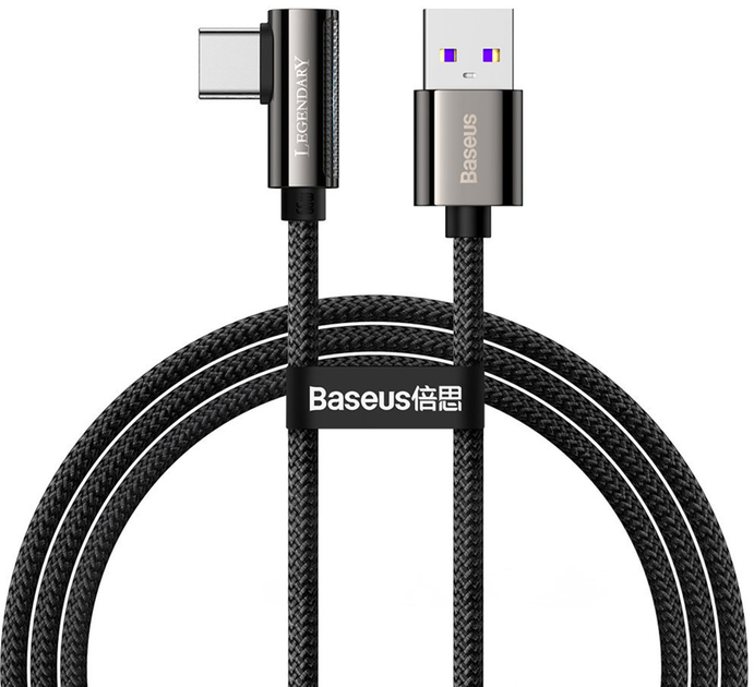 Kabel Baseus Legend Series Elbow CATCS USB3.1 AM-Type-C m 66 W 90° 1 m Black (CATCS-B01) - obraz 1