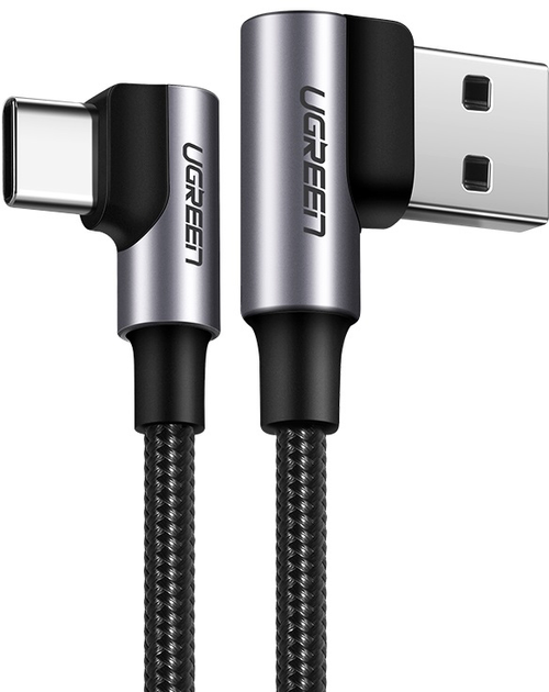 Kabel Ugreen US176 Angled USB 2.0 to Angled USB Type-C Cable Nickel Plating Aluminum Shell 3 A 2 m Black (6957303828579) - obraz 2
