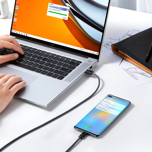 Kabel Baseus USB 2.0 AM-Type-C m, 1 m, 20V/5A, 100W Dynamic Series Gray (CALD000616) - obraz 6