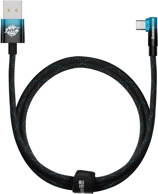 Kabel Baseus MVP 2 Elbow-shaped Fast Charging Data Cable USB to Type-C 100 W 1 m Black/Blue (CAVP000421) - obraz 2