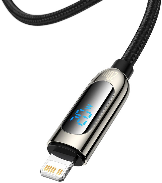 Кабель Baseus CATLSK USB3.1 Type-C M-Lightning м 20 Вт з дисплеєм 2 м Black (CATLSK-A01) - зображення 2