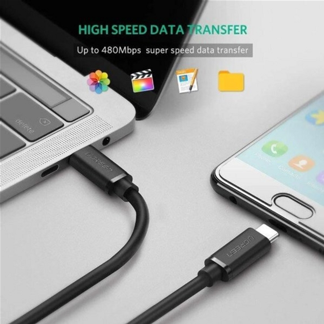 Кабель синхронізації Ugreen US286 Type-C - Type-C 3 А Cable 1 м Black (6957303859979) - зображення 4
