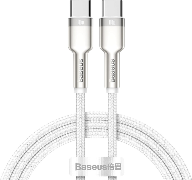 Кабель Baseus Cafule Series Metal Data Cable Type-C to Type-C 100 Вт 1 м White (CATJK-C02) - зображення 1