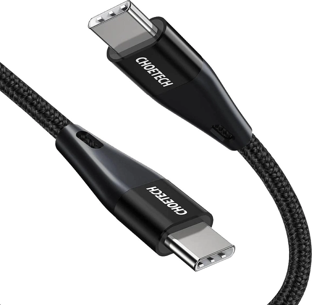 Кабель Choetech USB Type-C - USB Type-C 1.2 м 60 Вт в обплетенні Black (XCC-1003) - зображення 1
