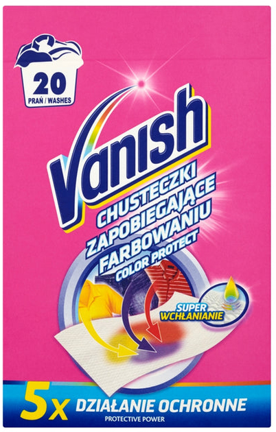 Chusteczki Vanish Color Protect zapobiegające farbowaniu ubrań 20 prań (5900627061987) - obraz 1