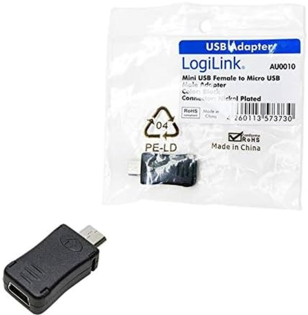 Adapter LogiLink mini-USB - USB micro-USBlack (4052792006179) - obraz 2
