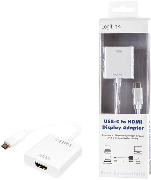 Адаптер LogiLink USB 3.1 Type-C - HDMI White (4052792043686) - зображення 1