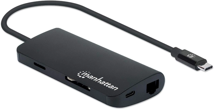 Adapter Manhattan USB Type-C Multiport HDMI/3x USB Type-A/USB Type-C PD/RJ45/microSD Black (766623152372) - obraz 1