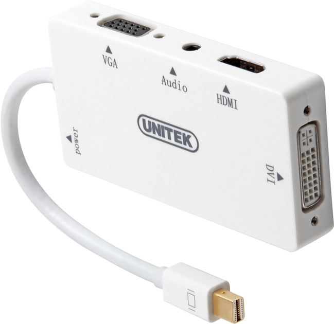 Adapter Unitek mini DisplayPort - DVI/VGA/HDMI White (4894160017772) - obraz 1
