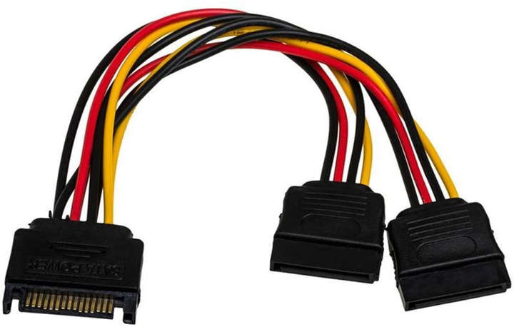 Kabel adapter Akyga SATA - 2 x SATA M/F 0.15 m Black (5901720132031) - obraz 1