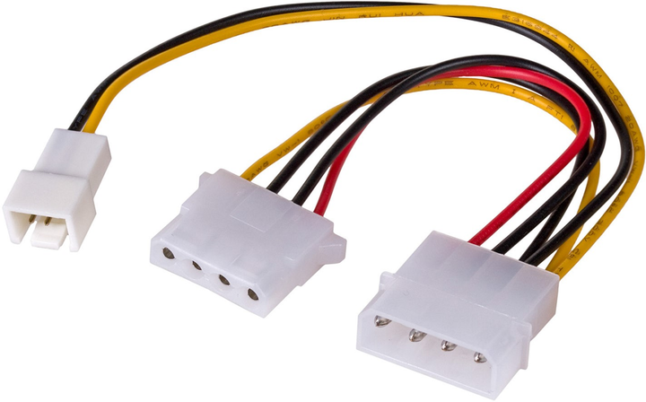 Кабель адаптер Akyga Molex - Molex + 3 pin 12V M/F/M 0.15 м Multicolor (5901720132338) - зображення 1