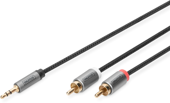 Kabel adapter Digitus mini Jack 3.5 mm - 2 x RCA M/M 1 m Black (4016032481331) - obraz 1