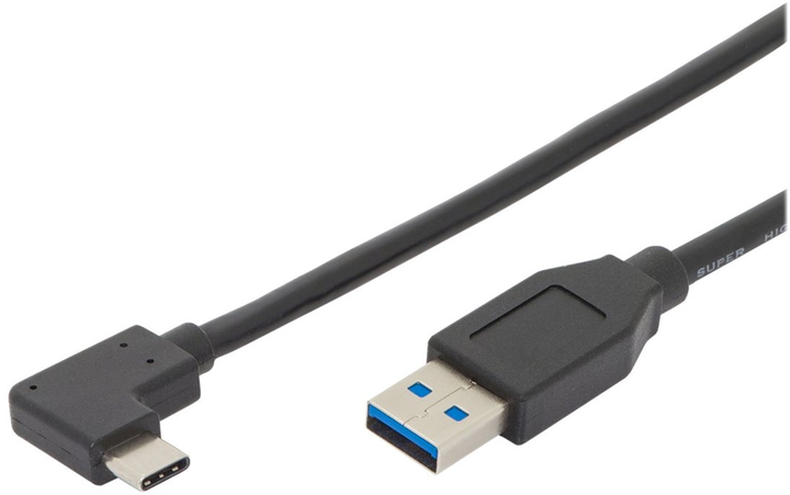 Кабель кутовий Digitus USB Type-C - USB Type-A M/M 1 м Black (4016032438281) - зображення 1