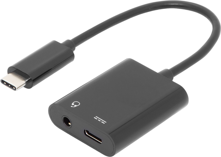 Kabel Digitus USB Type-C - USB Type-C + mini Jack 3.5 mm M/F/F 0.2 m Black (4016032451105) - obraz 1