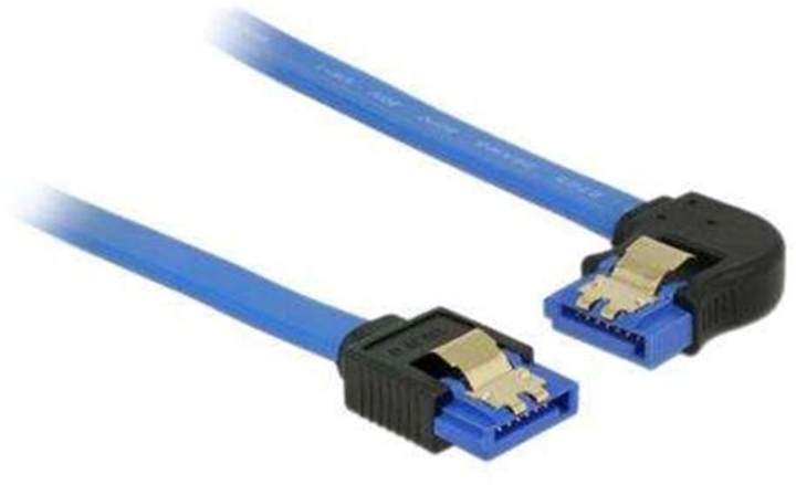 Kabel kątowy Delock SATA - SATA F/F 0.30 m Blue (4043619849840) - obraz 1